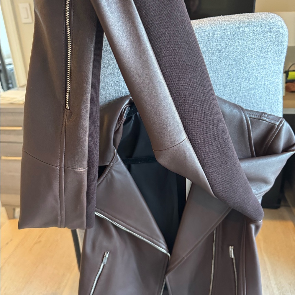 Theory Women's Brown Leather Jacket - Picture 4 of 4
